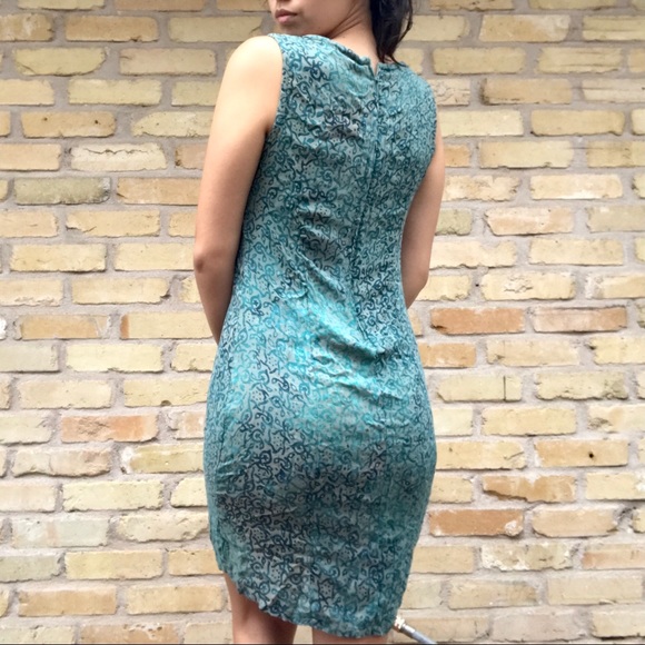 handmade psychedelic 50s / 60s mod style dress 🦋 sea green / teal pattern - Picture 2 of 2